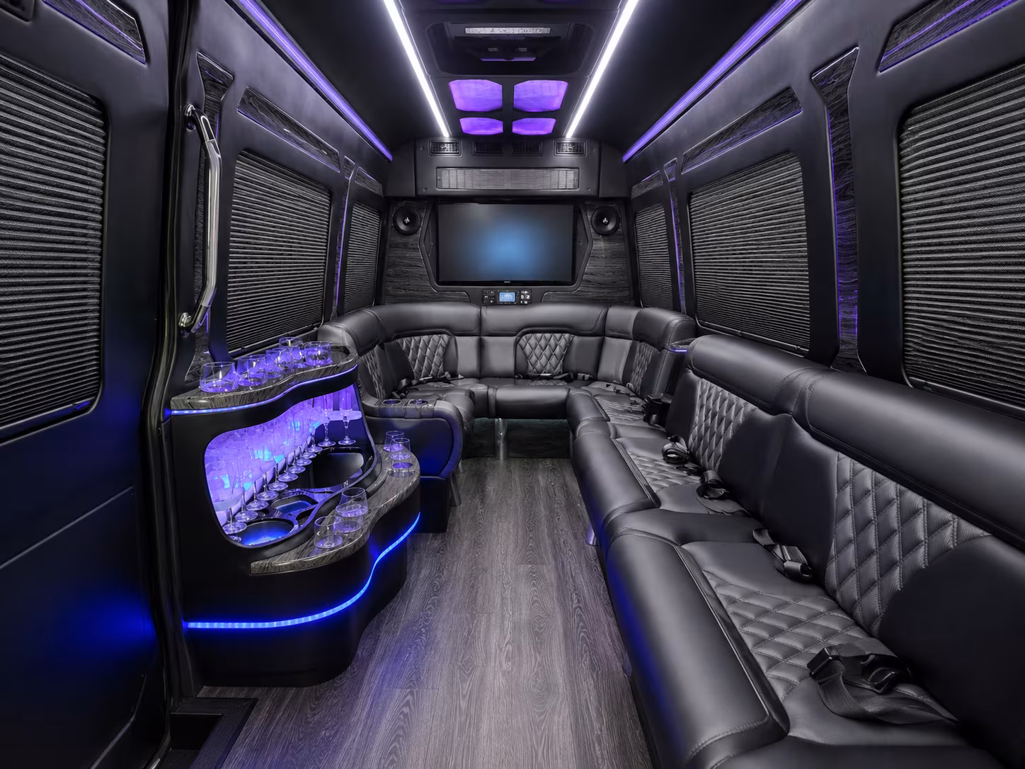 san francisco 15 passenger party bus interior