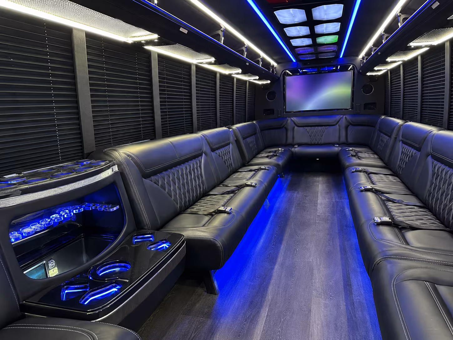 san francisco 20 passenger party bus inside