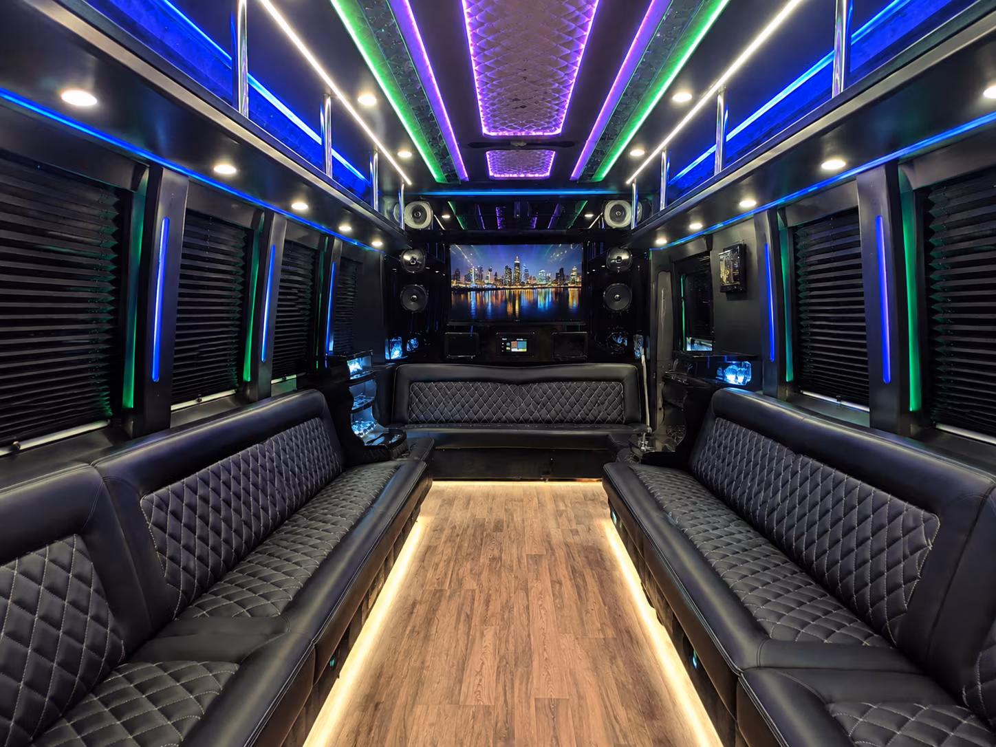 san francisco 25 passenger party bus interior
