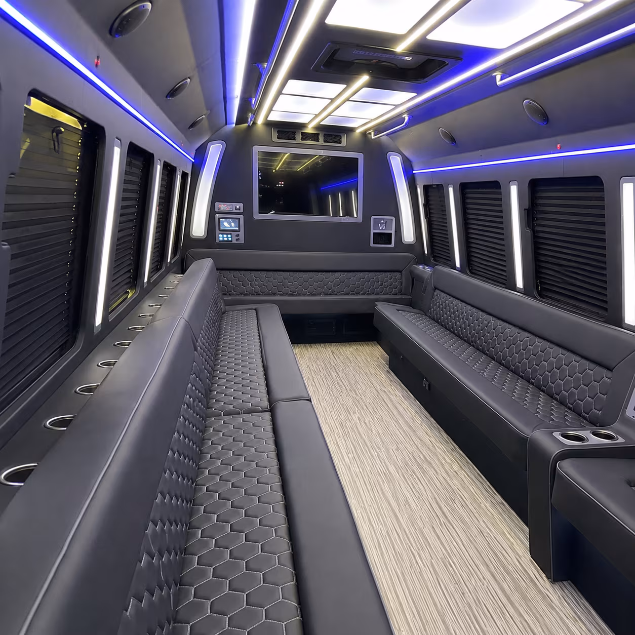 san francisco 40 passenger party bus inside